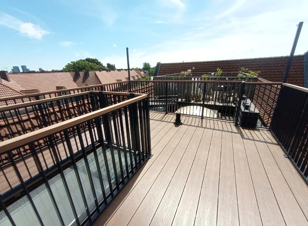 Dakterras aanleggen met spijlbalustrade CT-030 kunststof IPE brede